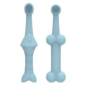 6 x Silicone Pet Toothbrush (3 Fish shape and 3 Bone shape) Blue Gentle Food - Grade Silicone Pet Toothbrush - Promotes Healthy Teeth & Gums for Dogs & Cats - Factory Direct Shop