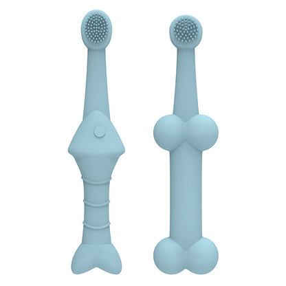 6 x Silicone Pet Toothbrush (3 Fish shape and 3 Bone shape) Blue Gentle Food - Grade Silicone Pet Toothbrush - Promotes Healthy Teeth & Gums for Dogs & Cats - Factory Direct Shop