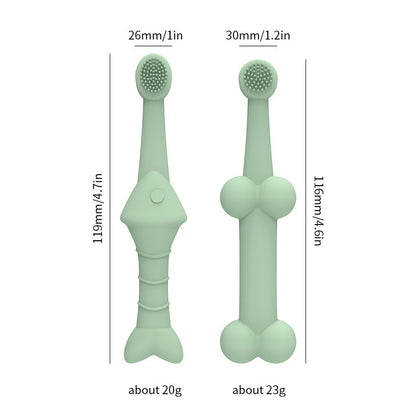 6 x Silicone Pet Toothbrush (3 Fish shape and 3 Bone shape) Blue Gentle Food - Grade Silicone Pet Toothbrush - Promotes Healthy Teeth & Gums for Dogs & Cats - Factory Direct Shop