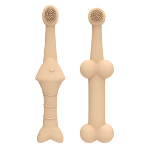6 x Silicone Pet Toothbrush (3 Fish shape and 3 Bone shape) Beige Gentle Food - Grade Silicone Pet Toothbrush - Promotes Healthy Teeth & Gums for Dogs & Cats - Factory Direct Shop