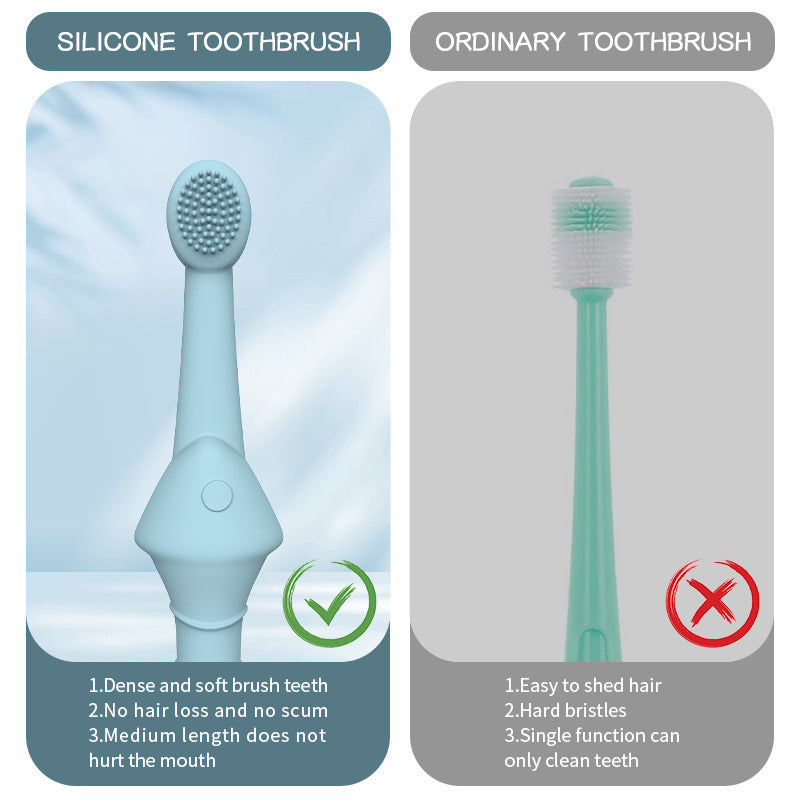 6 x Silicone Pet Toothbrush (3 Fish shape and 3 Bone shape) Beige Gentle Food - Grade Silicone Pet Toothbrush - Promotes Healthy Teeth & Gums for Dogs & Cats - Factory Direct Shop