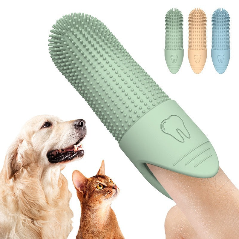 4 Pcs Blue Soft Silicone Pet Finger Toothbrush - Gentle Dental Care for Dogs & Cats, Tartar & Plaque Remover