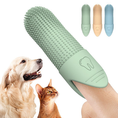 4 Pcs Beige Soft Silicone Pet Finger Toothbrush - Gentle Dental Care for Dogs & Cats, Tartar & Plaque Remover