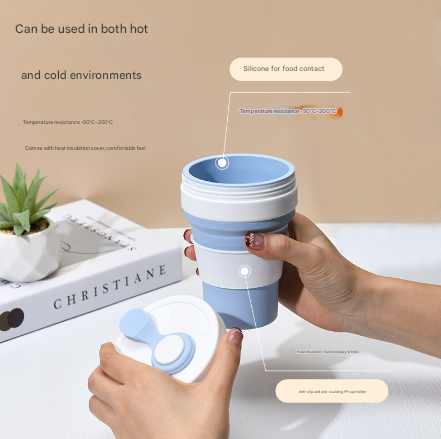 2 Pcs Black 350ml Collapsible Silicone Travel Cup - Portable, Leak - Proof & Food - Grade Drinking Mug with Lid, Insulating Sleeve & Straw - Factory Direct Shop