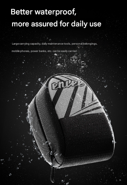 Black Compact Bike Saddle Bag - Quick-Release Water-Resistant Tail Pouch with Reflective Accents