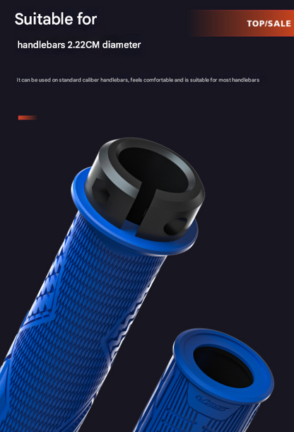 Red Ergonomic Lock-On Bike Grips - Anti-Slip TPR Rubber, Alloy Rings & Plugs for MTB & Commuter Bikes