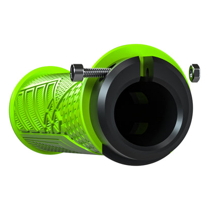 Green Ergonomic Lock-On Bike Grips - Anti-Slip TPR Rubber, Alloy Rings & Plugs for MTB & Commuter Bikes