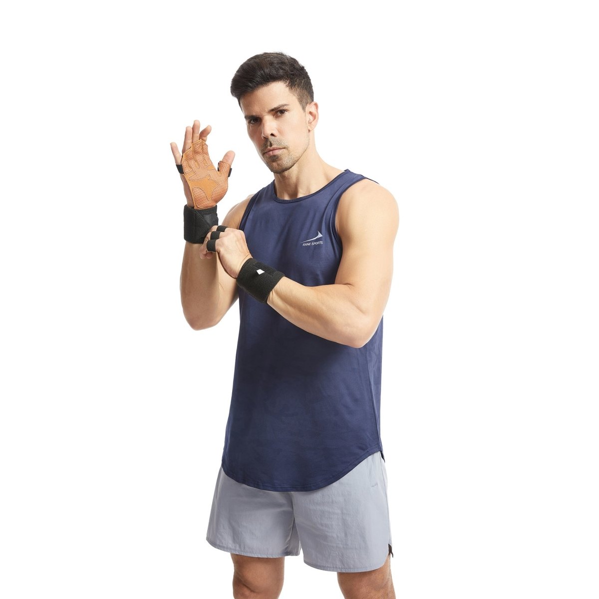 Gym Gloves - L - Dark Brown Premium Leather Weightlifting - Factory Direct Shop
