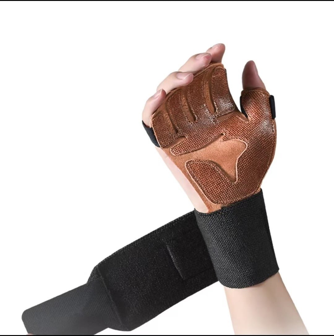 Gym Gloves - XL - Dark Brown Premium Leather Weightlifting - Factory Direct Shop
