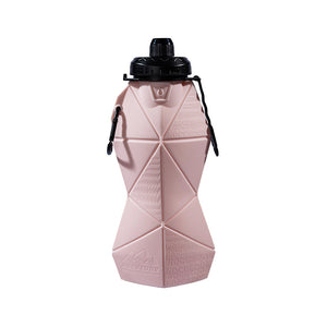 Pink and Black Cup Lid Ultimate Foldable Silicone Water Bottle - Lightweight Leakproof Travel & Sports Hydration - 700ml