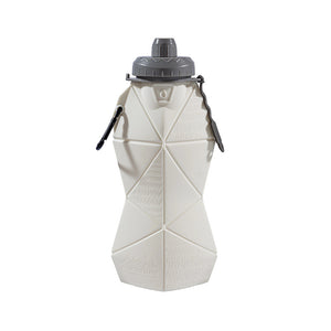 White and Grey Cup Lid Ultimate Foldable Silicone Water Bottle - Lightweight Leakproof Travel & Sports Hydration - 700ml