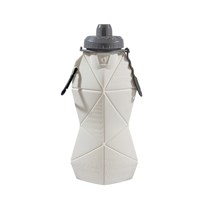 White and Grey Cup Lid Ultimate Foldable Silicone Water Bottle - Lightweight Leakproof Travel & Sports Hydration - 700ml