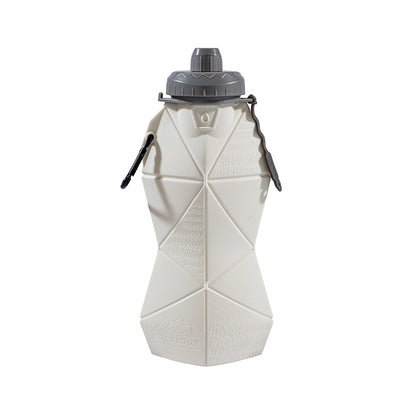 White and Grey Cup Lid Ultimate Foldable Silicone Water Bottle - Lightweight Leakproof Travel & Sports Hydration - 700ml