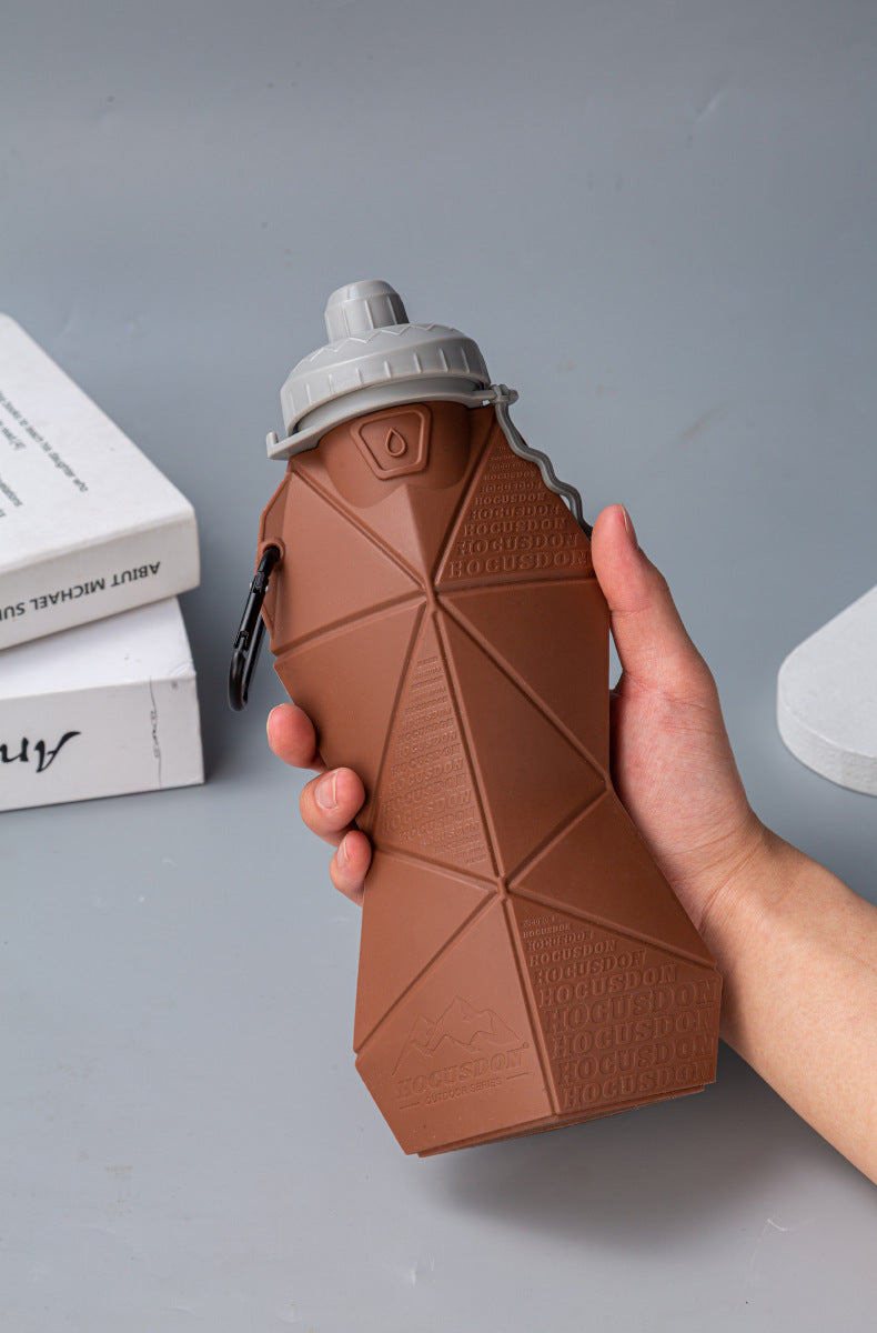 White and Grey Cup Lid Ultimate Foldable Silicone Water Bottle - Lightweight Leakproof Travel & Sports Hydration - 700ml