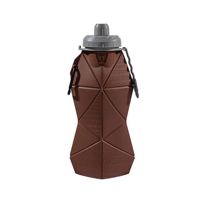 Brown and Grey Cup Lid Ultimate Foldable Silicone Water Bottle - Lightweight Leakproof Travel & Sports Hydration - 700ml - Factory Direct Shop