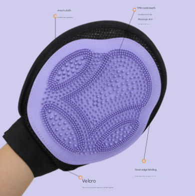 Purple 3 - Pack Gentle Pet Grooming Glove - Deshedding, Bathing & Massage Mitt for Dogs & Cats, Breathable & Adjustable - Factory Direct Shop