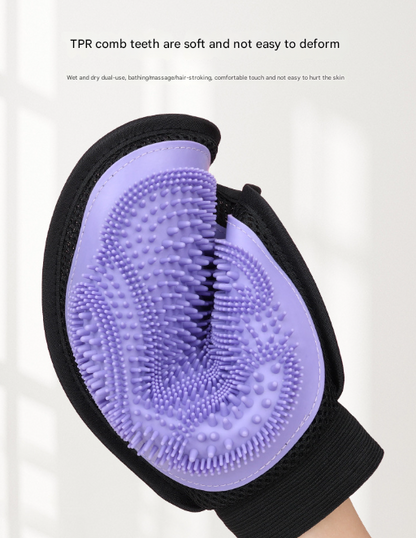 Purple 3 - Pack Gentle Pet Grooming Glove - Deshedding, Bathing & Massage Mitt for Dogs & Cats, Breathable & Adjustable - Factory Direct Shop