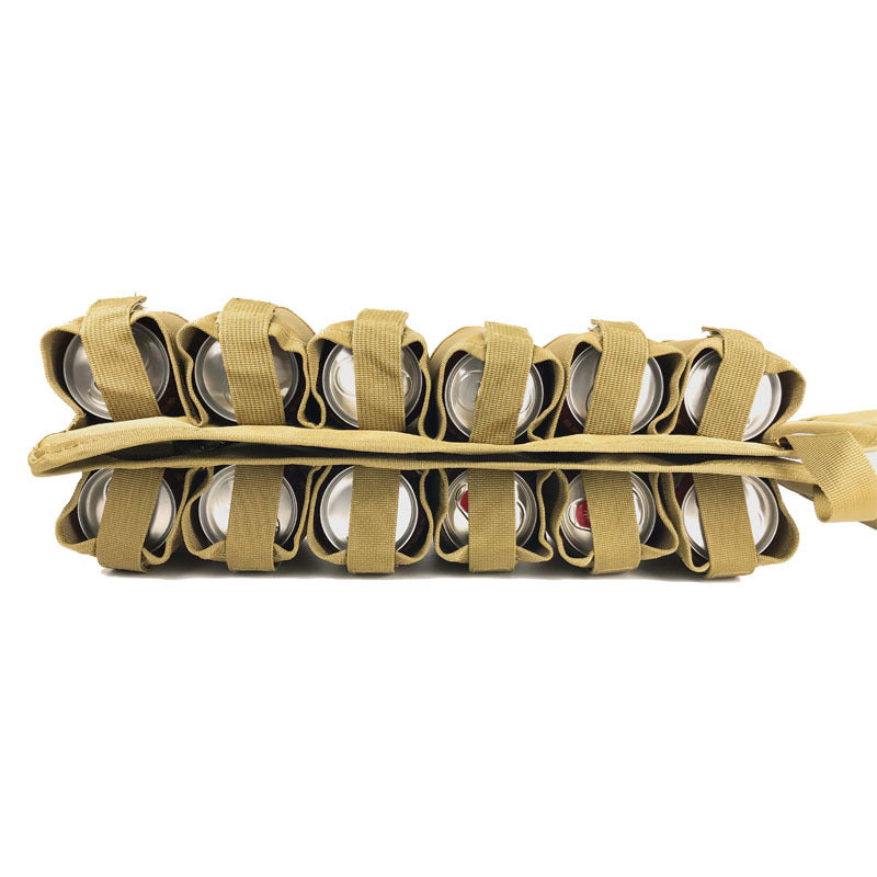 Khaki Ultimate 12-Can Beverage Carrier Vest - Hands-Free Outdoor Party Backpack