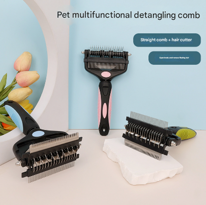 Blue and Black Professional 3 - in - 1 Pet Grooming Tool - Dematting Rake, Deshedding Comb & Finishing Brush for Dogs & Cats - Factory Direct Shop