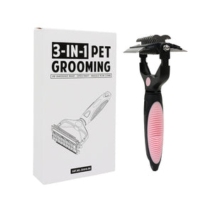 Pink and Black Professional 3 - in - 1 Pet Grooming Tool - Dematting Rake, Deshedding Comb & Finishing Brush for Dogs & Cats - Factory Direct Shop
