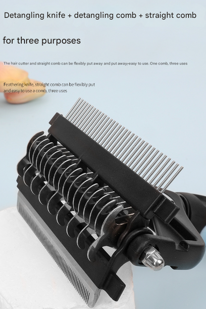 Pink and Black Professional 3 - in - 1 Pet Grooming Tool - Dematting Rake, Deshedding Comb & Finishing Brush for Dogs & Cats - Factory Direct Shop