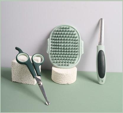 Grey and Green Complete 8 - Piece Pet Grooming Kit - Essential Dog & Cat Care Tools with Brushes, Nail Clippers, Scissors & Portable Case - Factory Direct Shop