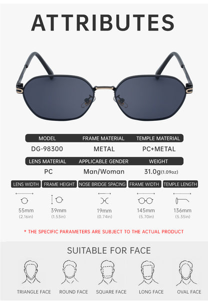 Blue Lenses Chic Oval Sunglasses for Women - UV400 Protection Lightweight Metal Frame, Comfortable Design