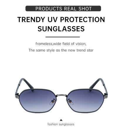Dark Green Gradient Lenses Chic Oval Sunglasses for Women - UV400 Protection Lightweight Metal Frame, Comfortable Design