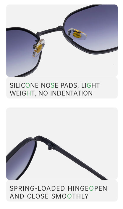 Green Gradient Lenses Chic Oval Sunglasses for Women - UV400 Protection Lightweight Metal Frame, Comfortable Design