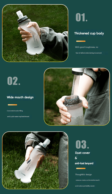 BPA Free Water Bottle TPU 350ml - Grey - Factory Direct Shop