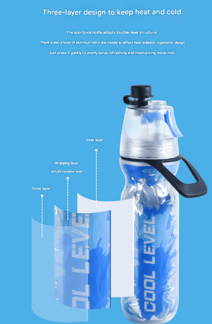 Yellow 500ML Insulated Sports Water Bottle with Cooling Mist - Triple - Layer Design Keeps Drinks Cold for Hours - Portable PE Misting Bottle - Factory Direct Shop