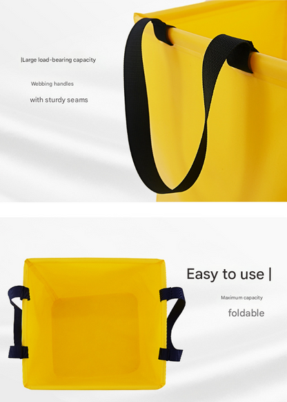 Black 25L Collapsible Bucket - Heavy-Duty PVC Waterproof Folding Pail for Fishing, Camping & Car Washing