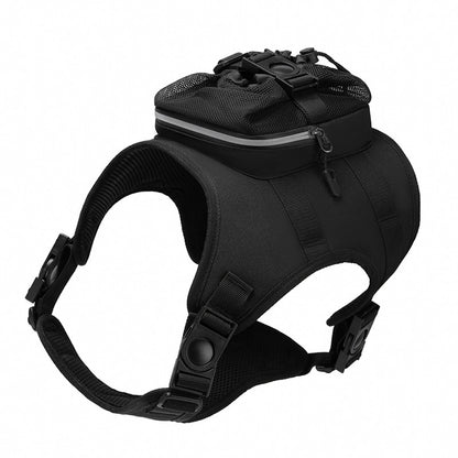 Size L Black Ultimate Dog Harness Vest with Backpack - Padded, Reflective & Adjustable for Medium to Large Breeds