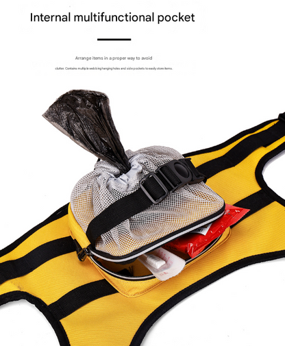 Size L Black and Yellow Ultimate Dog Harness Vest with Backpack - Padded, Reflective & Adjustable for Medium to Large Breeds