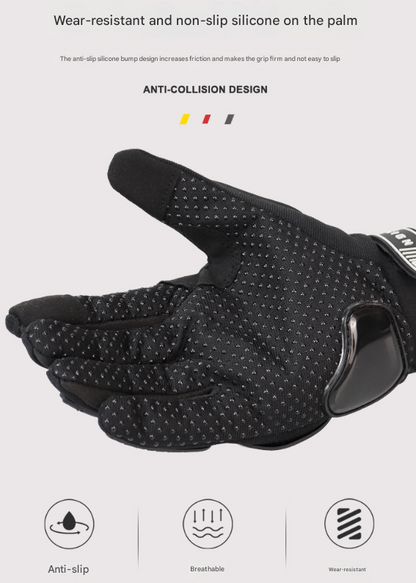 Size XL Black Protective Motorcycle Riding Gloves - Hard Knuckle Armour & Touchscreen Fingertips