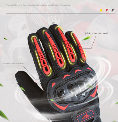 Size 2XL Black Protective Motorcycle Riding Gloves - Hard Knuckle Armour & Touchscreen Fingertips