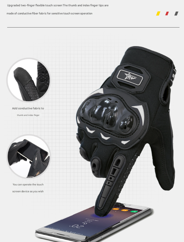 Size XL Red and Black Protective Motorcycle Riding Gloves - Hard Knuckle Armour & Touchscreen Fingertips