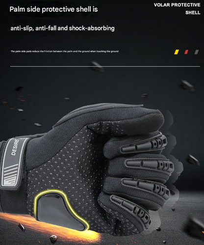 Size XL Red and Black Protective Motorcycle Riding Gloves - Hard Knuckle Armour & Touchscreen Fingertips