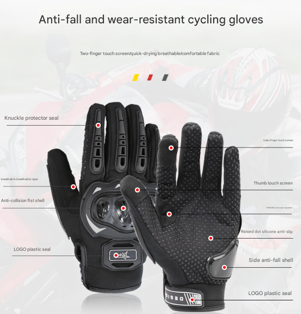 Size L Purple and Black Protective Motorcycle Riding Gloves - Hard Knuckle Armour & Touchscreen Fingertips