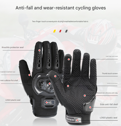 Size L Purple and Black Protective Motorcycle Riding Gloves - Hard Knuckle Armour & Touchscreen Fingertips