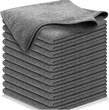 Stack of gray towels on a white background