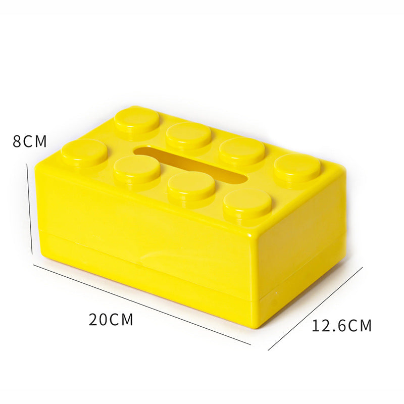 Yellow 2 Pcs Creative Building Block Tissue Box Holder - Wall - Mounted & Desktop Dispenser for Bathroom, Kids Room & Office Decor - Factory Direct Shop