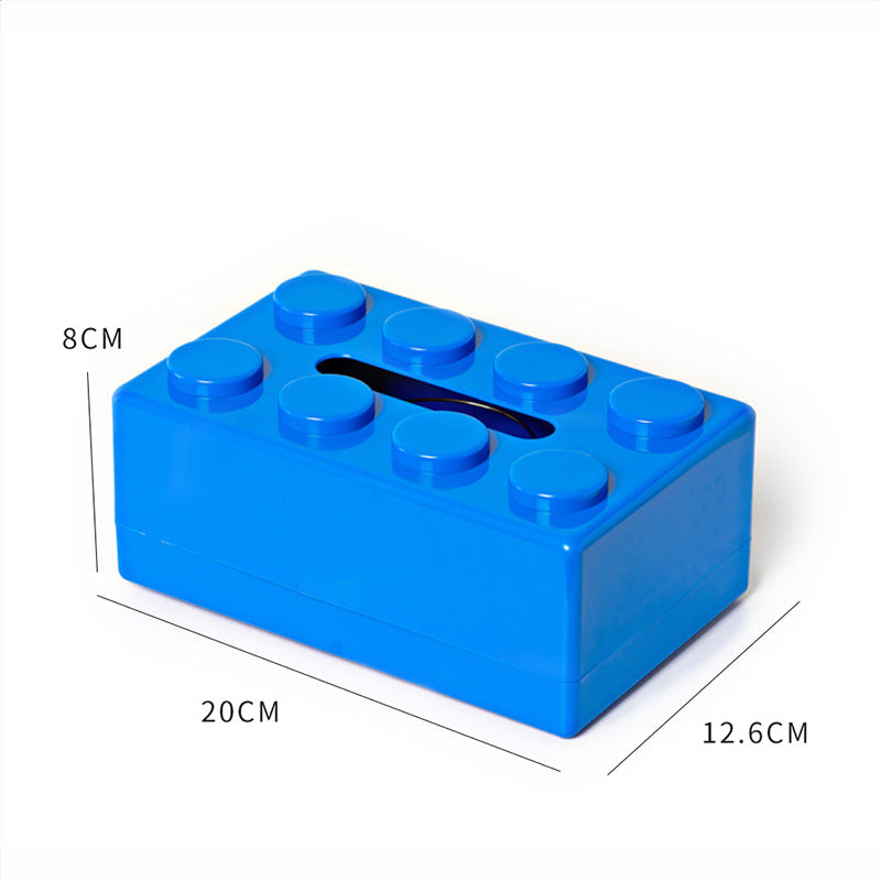 Blue 2 Pcs Creative Building Block Tissue Box Holder - Wall - Mounted & Desktop Dispenser for Bathroom, Kids Room & Office Decor - Factory Direct Shop