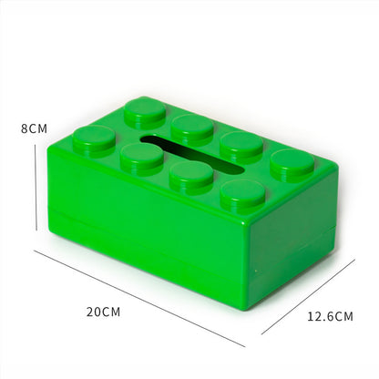 Green 2 Pcs Creative Building Block Tissue Box Holder - Wall - Mounted & Desktop Dispenser for Bathroom, Kids Room & Office Decor - Factory Direct Shop