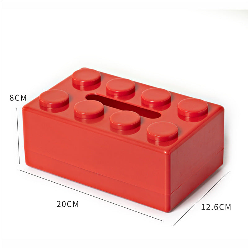Red 2 Pcs Creative Building Block Tissue Box Holder - Wall - Mounted & Desktop Dispenser for Bathroom, Kids Room & Office Decor - Factory Direct Shop