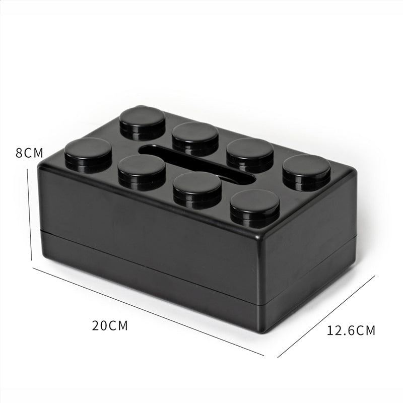 Black 2 Pcs Creative Building Block Tissue Box Holder - Wall - Mounted & Desktop Dispenser for Bathroom, Kids Room & Office Decor - Factory Direct Shop