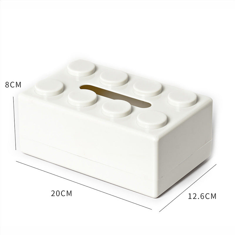 White 2 Pcs Creative Building Block Tissue Box Holder - Wall - Mounted & Desktop Dispenser for Bathroom, Kids Room & Office Decor - Factory Direct Shop