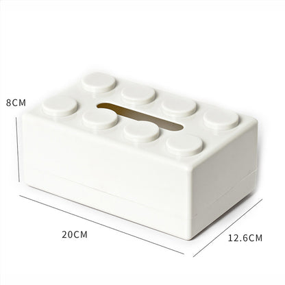 White 2 Pcs Creative Building Block Tissue Box Holder - Wall - Mounted & Desktop Dispenser for Bathroom, Kids Room & Office Decor - Factory Direct Shop