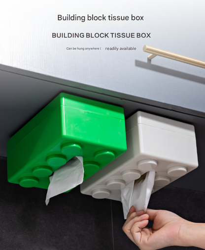 White 2 Pcs Creative Building Block Tissue Box Holder - Wall - Mounted & Desktop Dispenser for Bathroom, Kids Room & Office Decor - Factory Direct Shop
