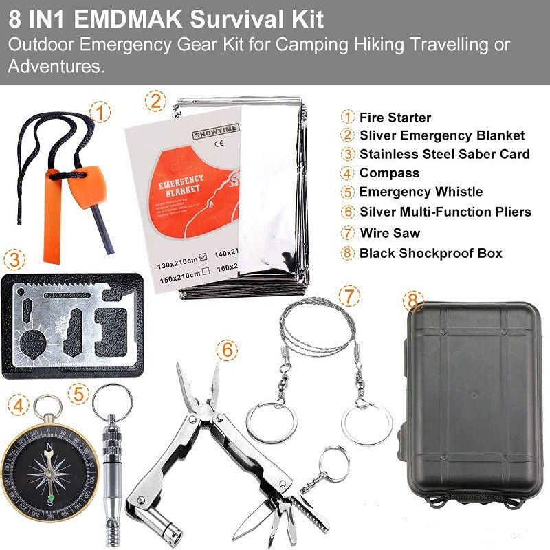 Survival Kit 8 - in - 1 Black - Factory Direct Shop